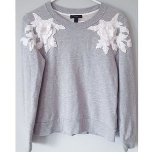 J. Crew Sweatshirt Floral Applique Embellished Top